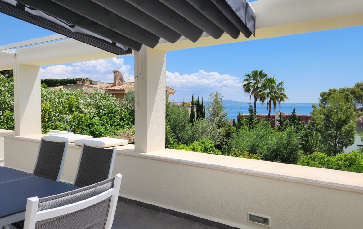 luxury villa terrace with swimming pool and private garden in Palma, Mallorca