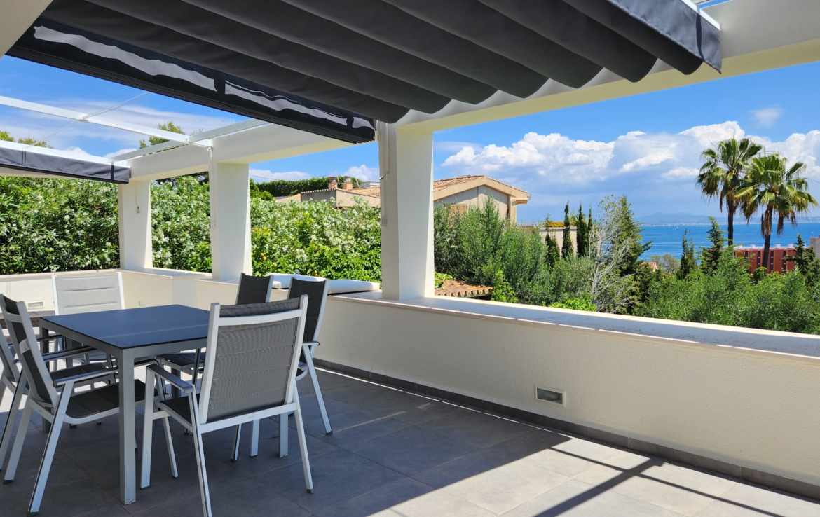 luxury villa terrace with swimming pool and private garden in Palma, Mallorca