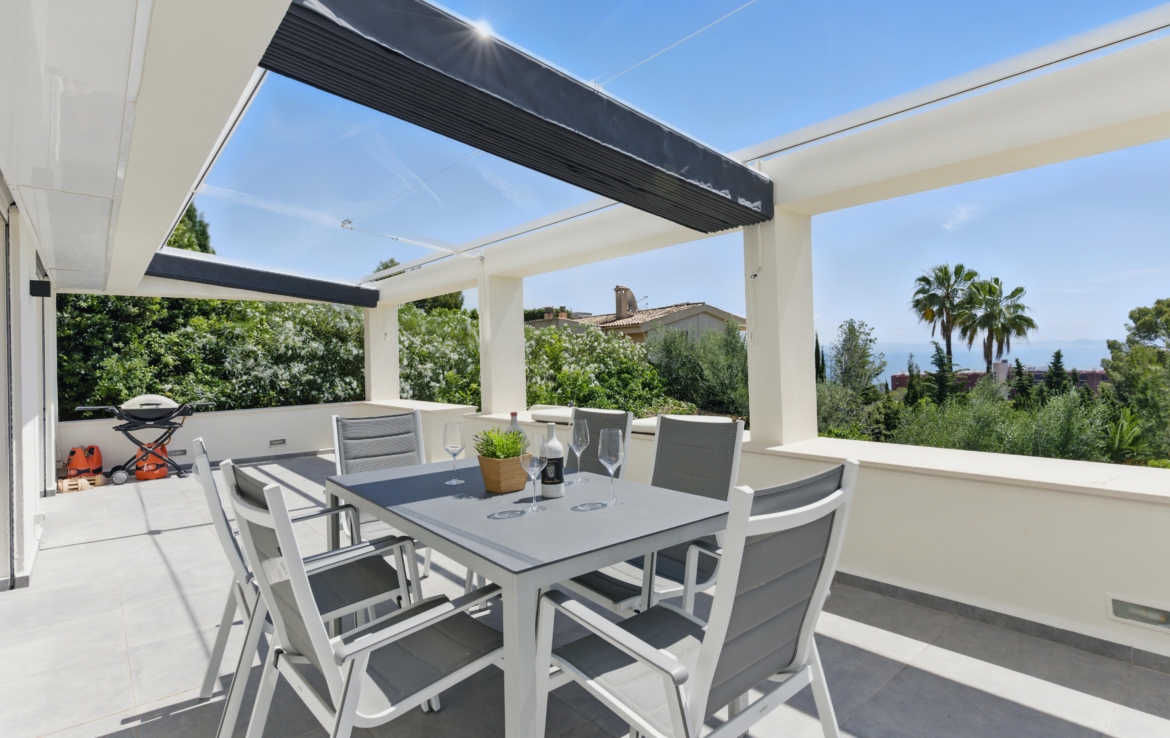 luxury villa terrace with swimming pool and private garden in Palma, Mallorca