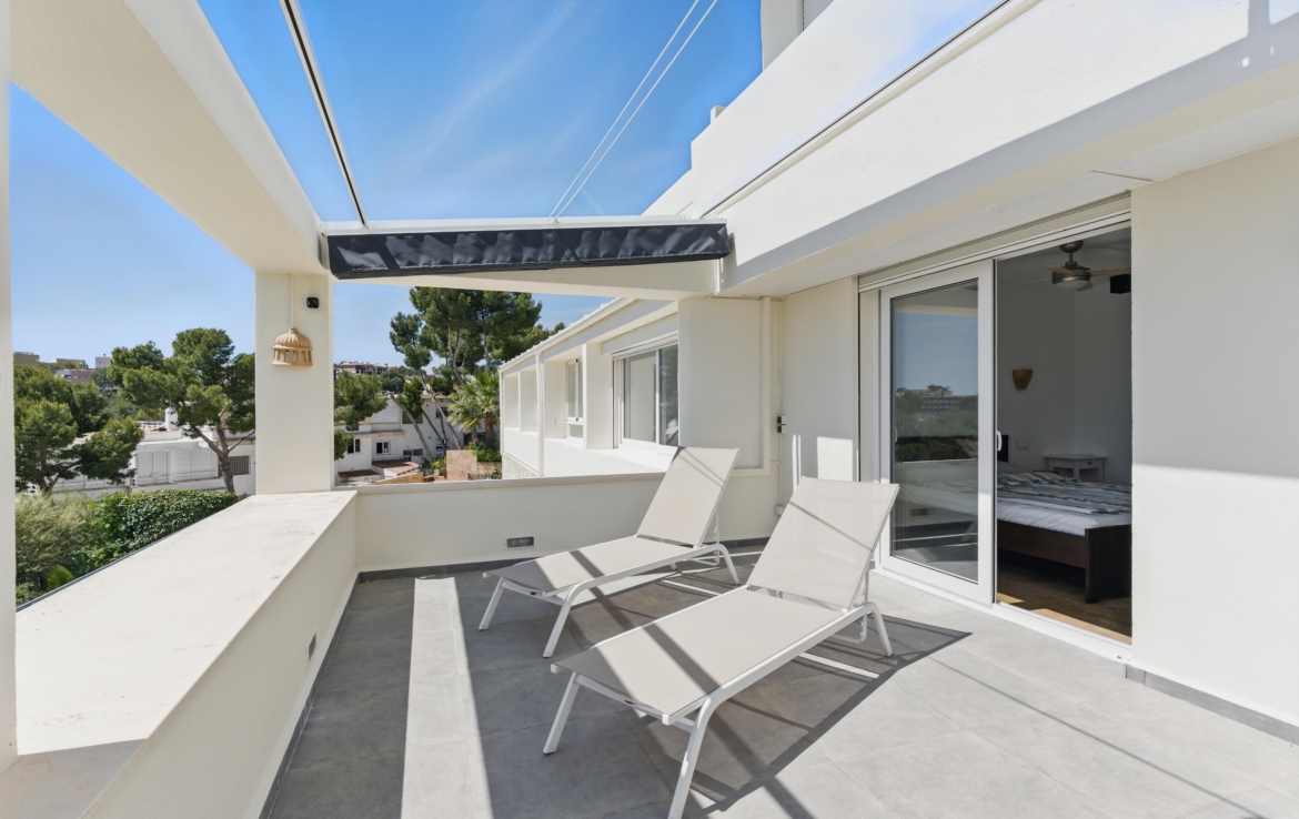 luxury villa terrace with swimming pool and private garden in Palma, Mallorca
