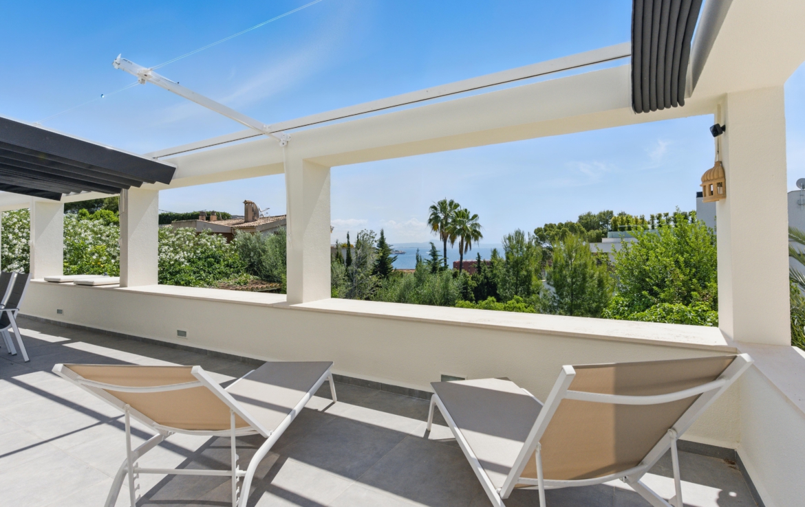 luxury villa terrace with swimming pool and private garden in Palma, Mallorca