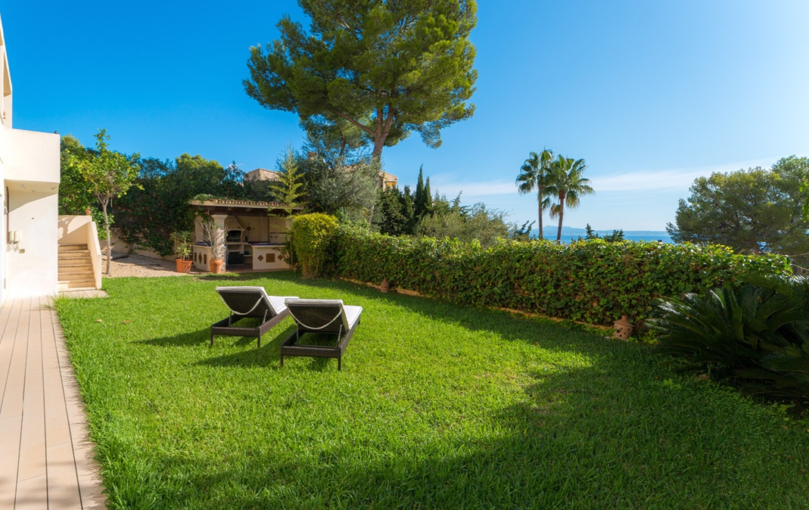 luxury villa terrace with swimming pool and private garden in Palma, Mallorca