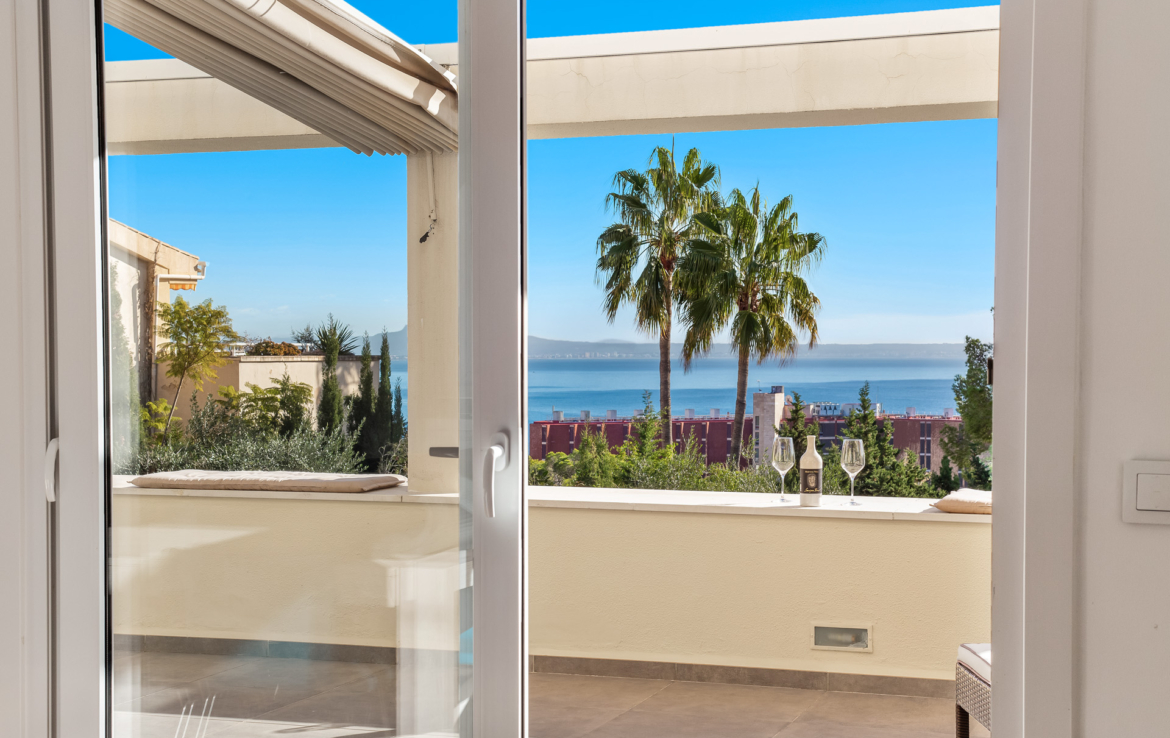 luxury villa terrace with swimming pool and private garden in Palma, Mallorca